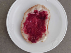 fresh raspberries on toast