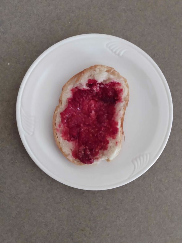 fresh raspberries on toast